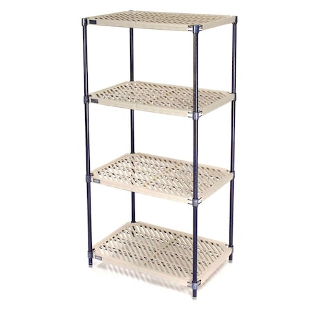 Vented Plastic Shelving, Nexelon Finish, 30x18x54